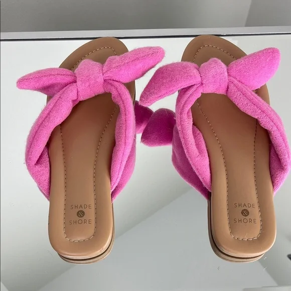 Shade & Shore Pink Bow Slide Sandals Ladies Size 9 - Picture 3 of 6